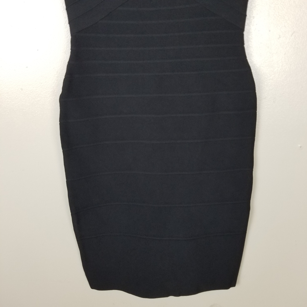 HERVE LEGER Y2K Sweetheart Neck Black Bandage Mini Bodycon Dress Sleeveless S - Picture 3 of 11